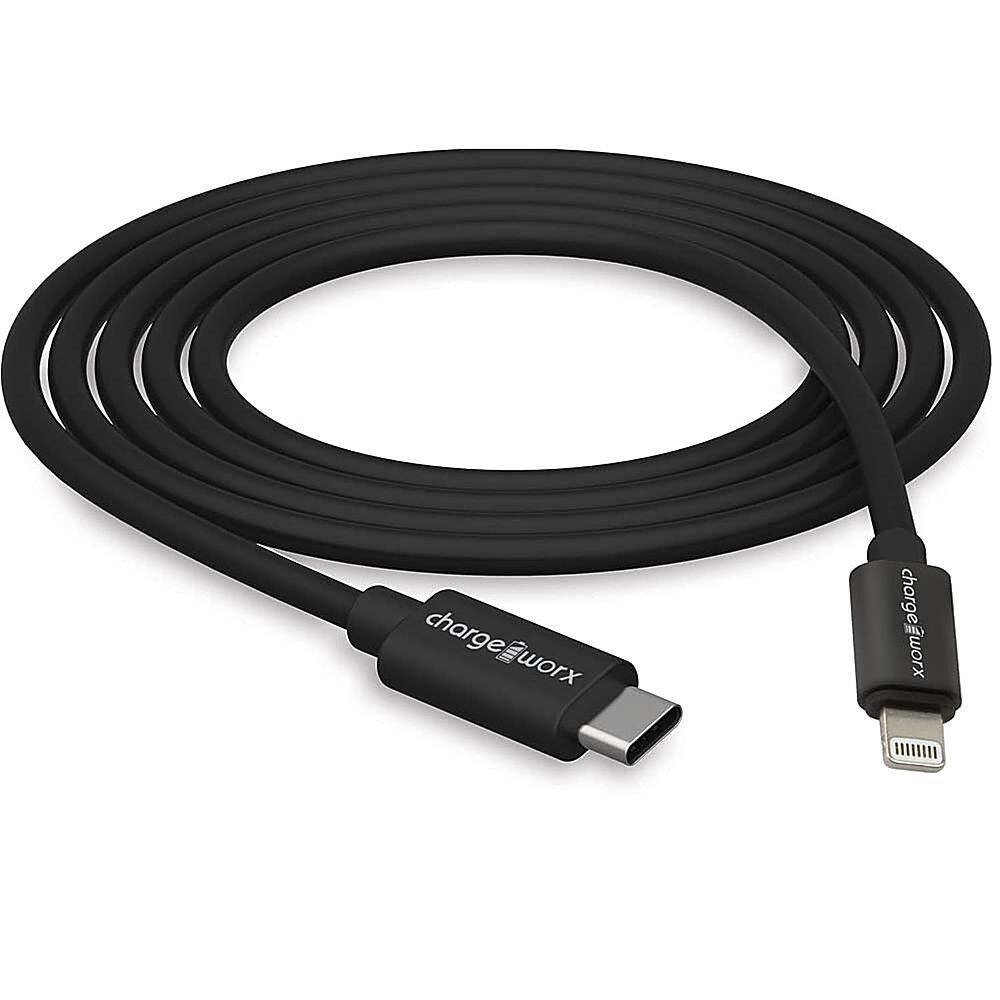Front. Chargeworx - 3' 20W PD Lightning to USB-C Cable - Black.
