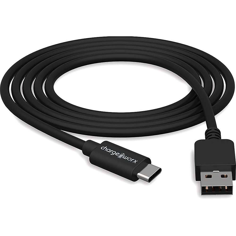 Front. Chargeworx - 3' USB to USB-C Sync and Charge Cable - Black.