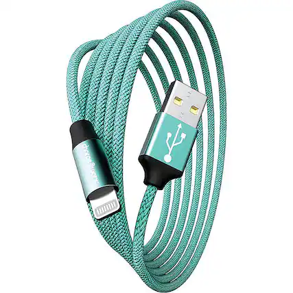 Front. Chargeworx - 6' USB to Lightning Charging Cable - Teal.