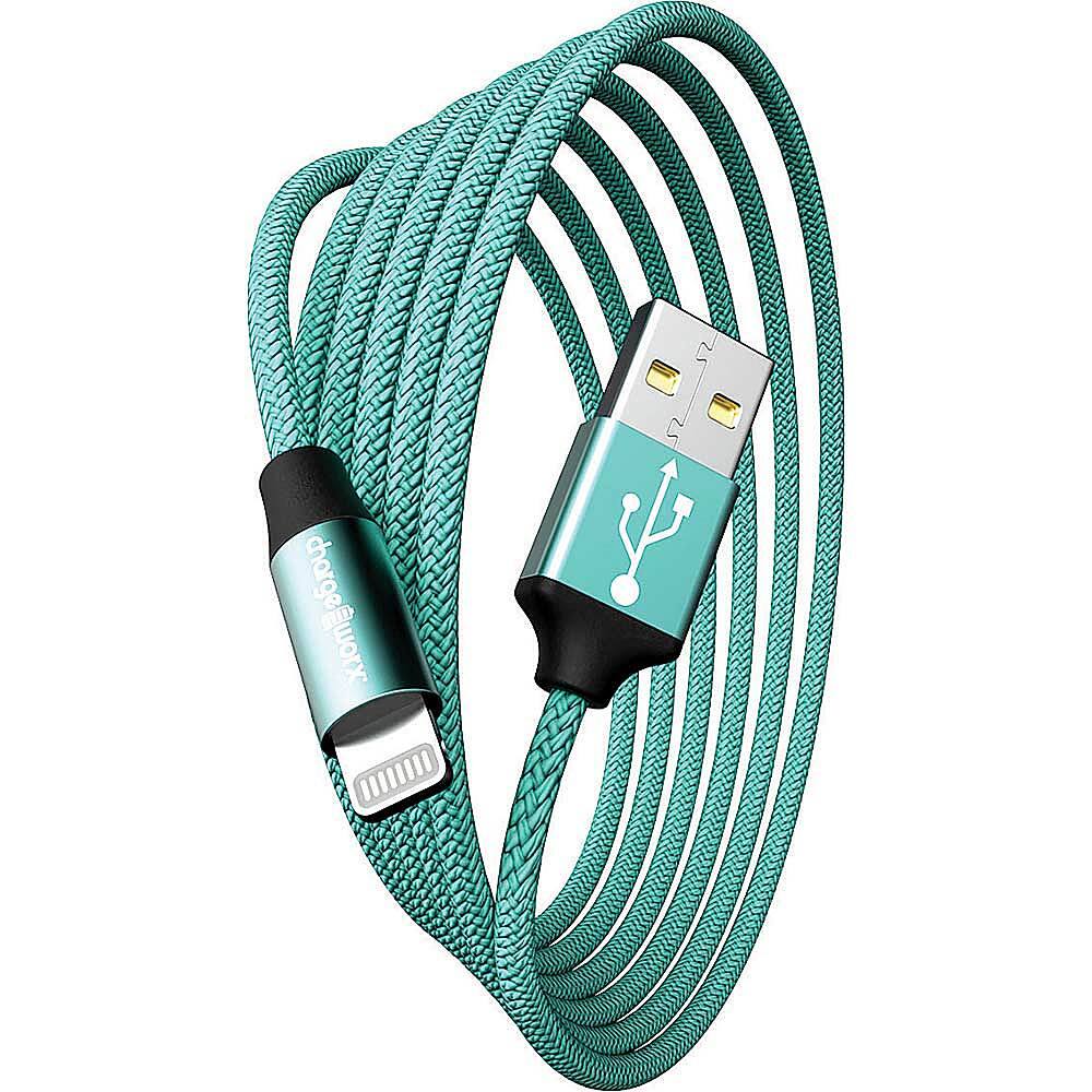 Front. Chargeworx - 6' USB to Lightning Charging Cable - Teal.