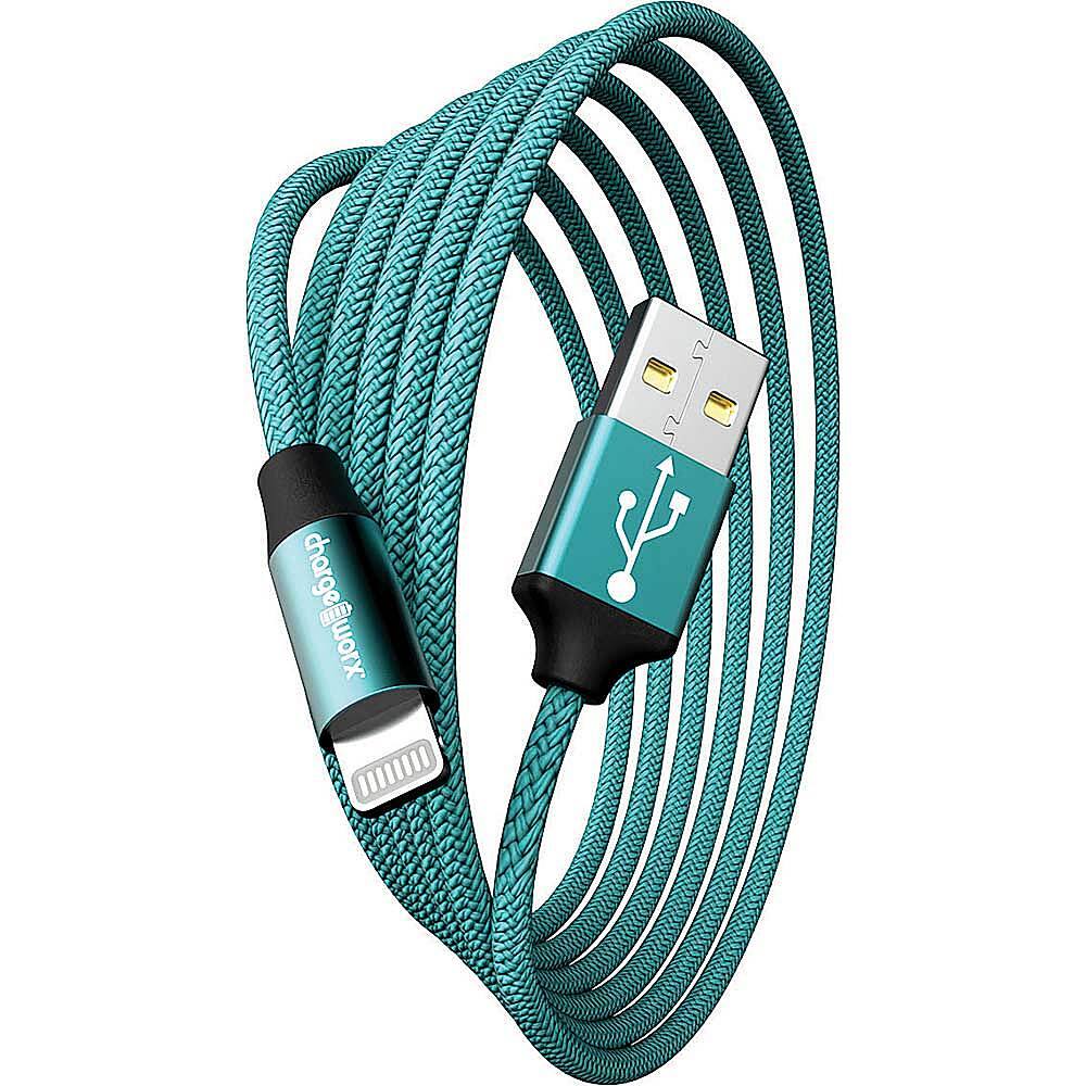 Front. Chargeworx - 6' USB to Lightning Charging Cable - Turquoise.