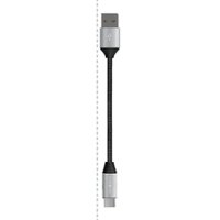 Chargeworx - 6" Ultra-Compact USB to USB-C Cable - Black - Front_Zoom