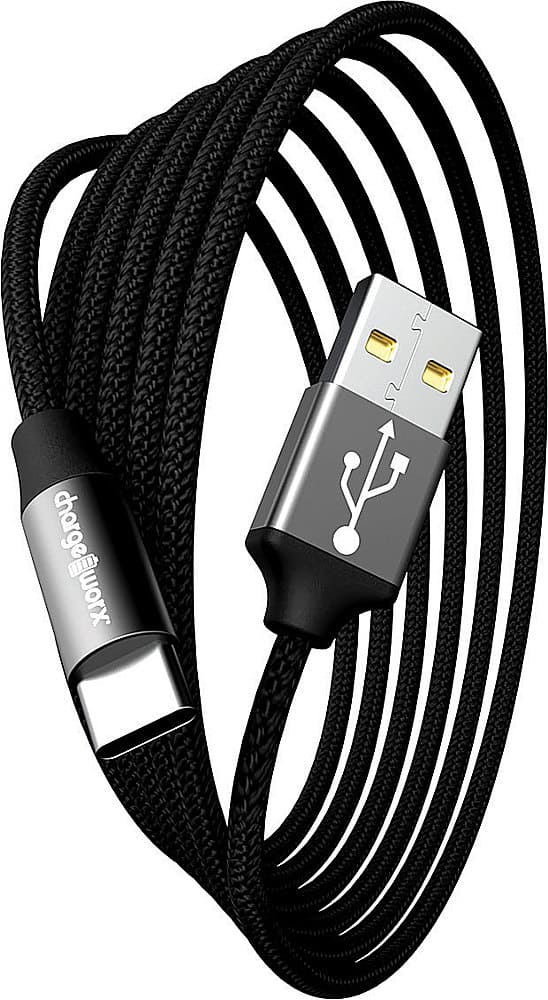 Front. Chargeworx - 10' USB to USB-C Cable - Black.