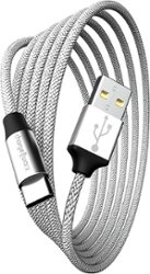 Chargeworx - 10' USB-C to USB-A Cable - Silver - Front_Zoom