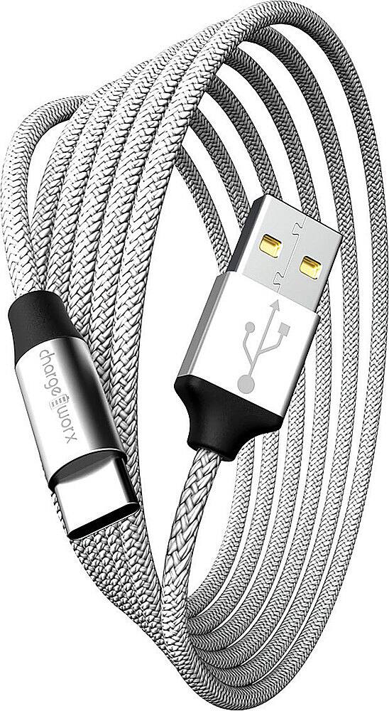 Front. Chargeworx - 10' USB to USB-C Cable - Silver.
