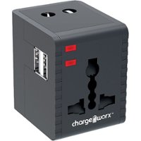 Chargeworx - 4-in-1 International Travel Adapter - Black - Front_Zoom