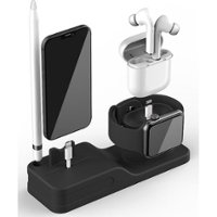 Chargeworx - 3-in-1 Charging Station for Smartphone, AirPods, and Apple Watch - Black - Front_Zoom