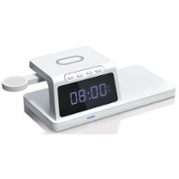 Chargeworx - 4-in-1 Wireless Charging Digital Alarm Clock - White - Front_Zoom