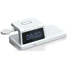 Chargeworx - 4-in-1 Wireless Charging Digital Alarm Clock - White