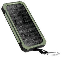 Chargeworx - 15,000mAh Solar Powered Waterproof Power Bank for USB Compatible Devices - Black - Front_Zoom