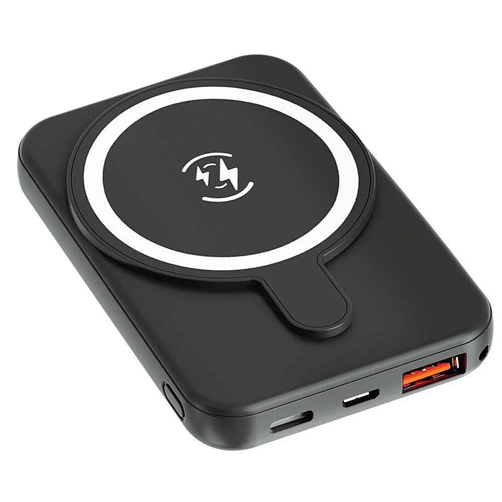 Front. Chargeworx - 5,000mAh Wireless Power Bank for USB Compatible Devices - Black.