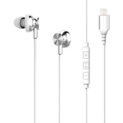 Chargeworx - Lightning Wired In-Ear Earbuds - Silver - Front_Zoom