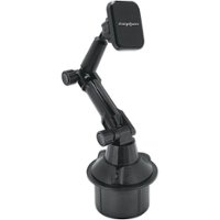Chargeworx - Dual-Hinge Magnetic Cup Holder Mount for Most Cell Phones - Black - Front_Zoom
