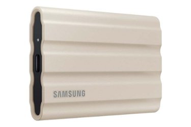 Samsung - Geek Squad Certified Refurbished T7 Shield 1TB External USB 3.2 Gen 2 Rugged SSD IP65 Water Resistant - Beige - Front_Zoom