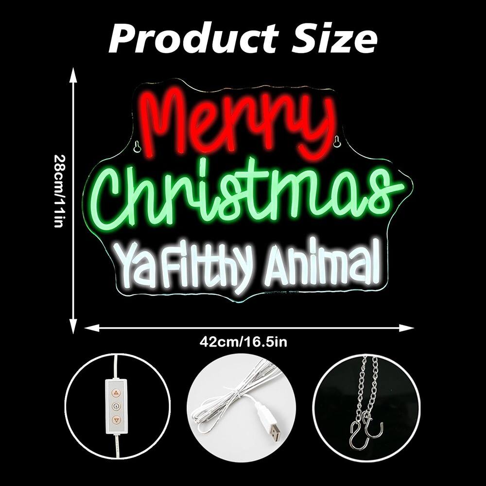 Product Size  
Merry Christmas & Ya Filthy Animal  
28cm/11in x 42cm/16.5in