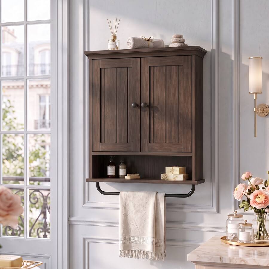 Aheaplus Wall Mounted Bathroom Cabinet, 2 Door Medicine Cabinet with ...