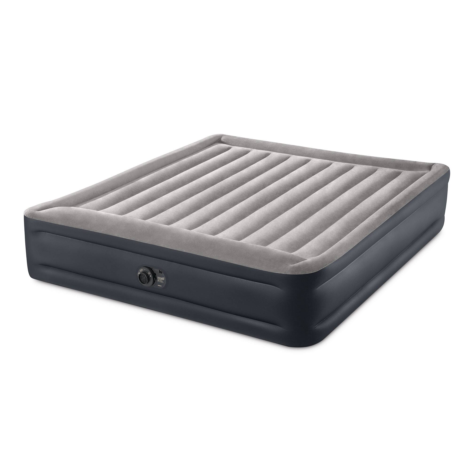Alt View 7. Intex - Intex Dura Beam Plus Deluxe Blow Up Air Mattress Bed with Built In Pump, King - Gray.
