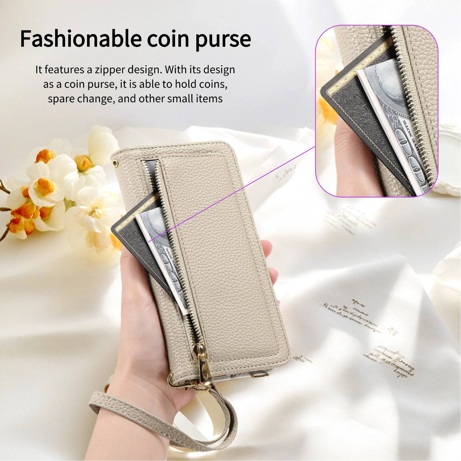 Fashionable coin purse

It features a zipper design. With its design as a coin purse, it is able to hold coins, spare change, and other small items.