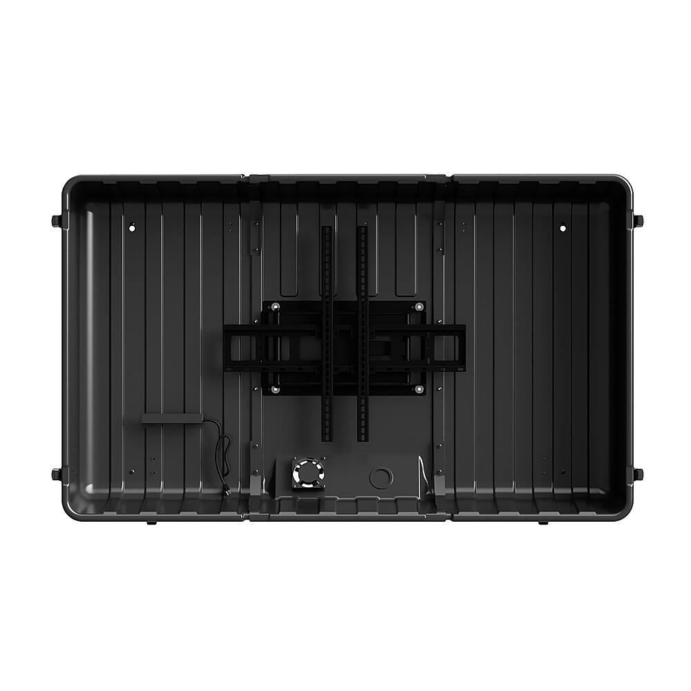 Left View: Storm Shell - Deluxe Weatherproof 65” Outdoor TV Enclosure - Black