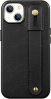 SaharaCase - FingerGrip Series Genuine Leather Case with Magsafe for Apple iPhone 15 - Black - Front_Zoom