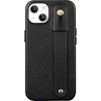 SaharaCase - FingerGrip Series Genuine Leather Case with Magsafe for Apple iPhone 15 Plus - Black - Front_Zoom