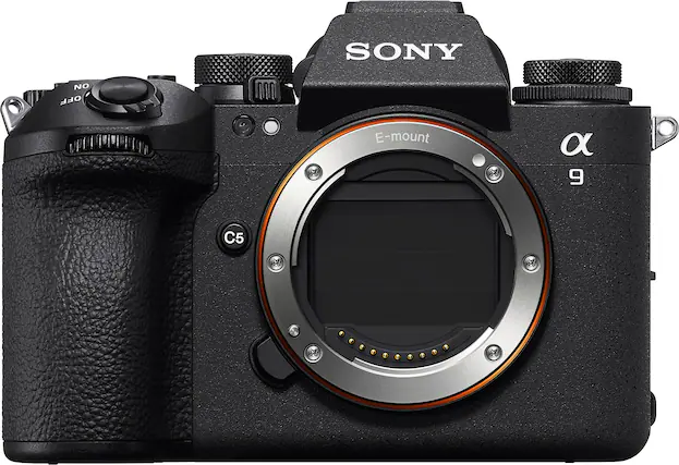 Front. Sony - Sony Alpha 9 III Full-frame Mirrorless Camera with Global Shutter - Black.