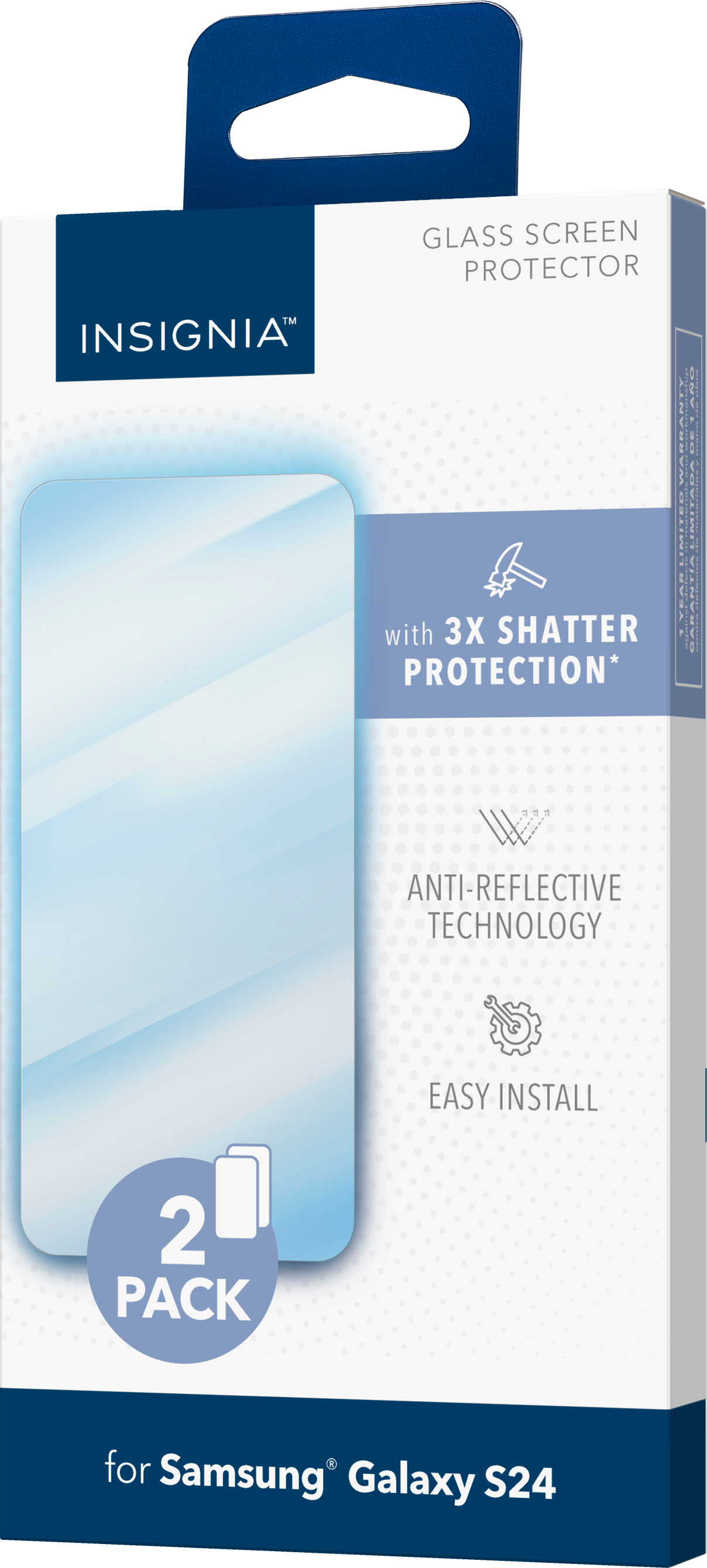 Insignia Clear 2x Reinforced HD Glass Screen Protector for Samsung Galaxy S24 | Best Buy