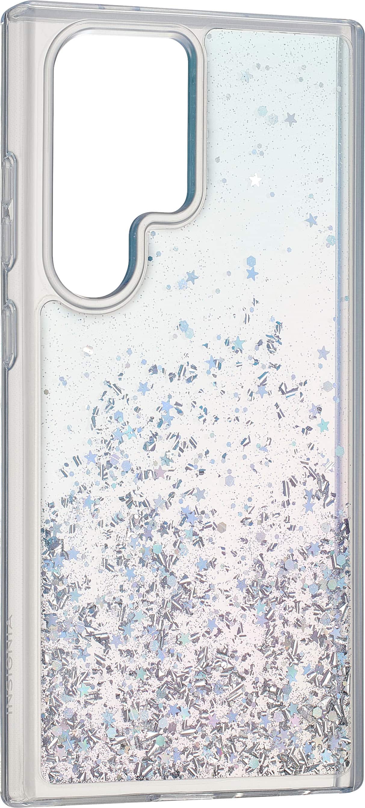 Angle. Insignia™ - Hard-Shell Case for Samsung Galaxy S24 Ultra - Glitter Gradient (Clear).