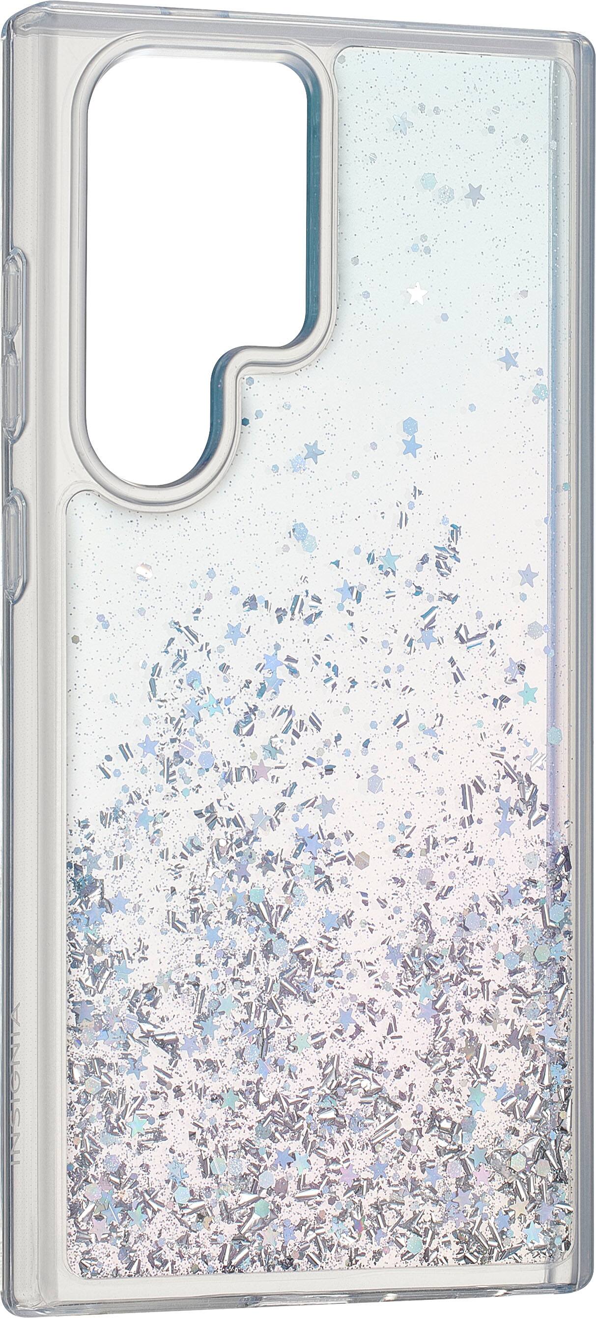 Angle. Insignia™ - Hard-Shell Case for Samsung Galaxy S24 Ultra - Glitter Gradient (Clear).
