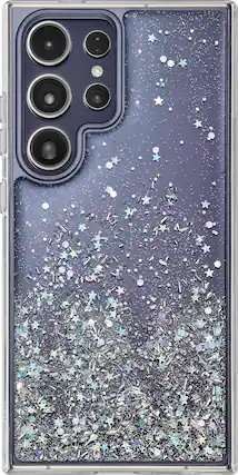 Front. Insignia™ - Hard-Shell Case for Samsung Galaxy S24 Ultra - Glitter Gradient (Clear).