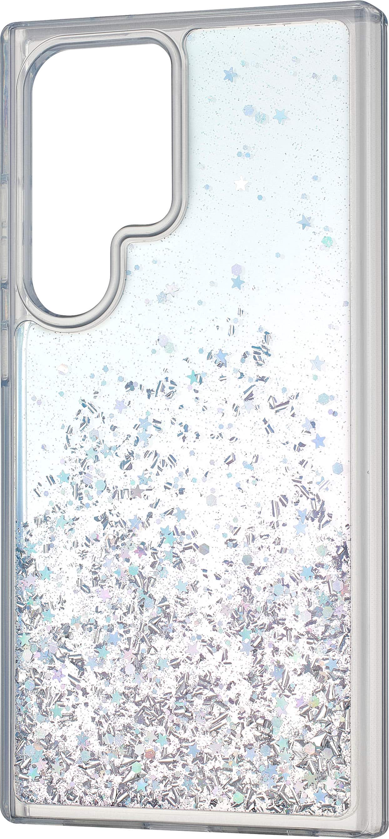 Left. Insignia™ - Hard-Shell Case for Samsung Galaxy S24 Ultra - Glitter Gradient (Clear).