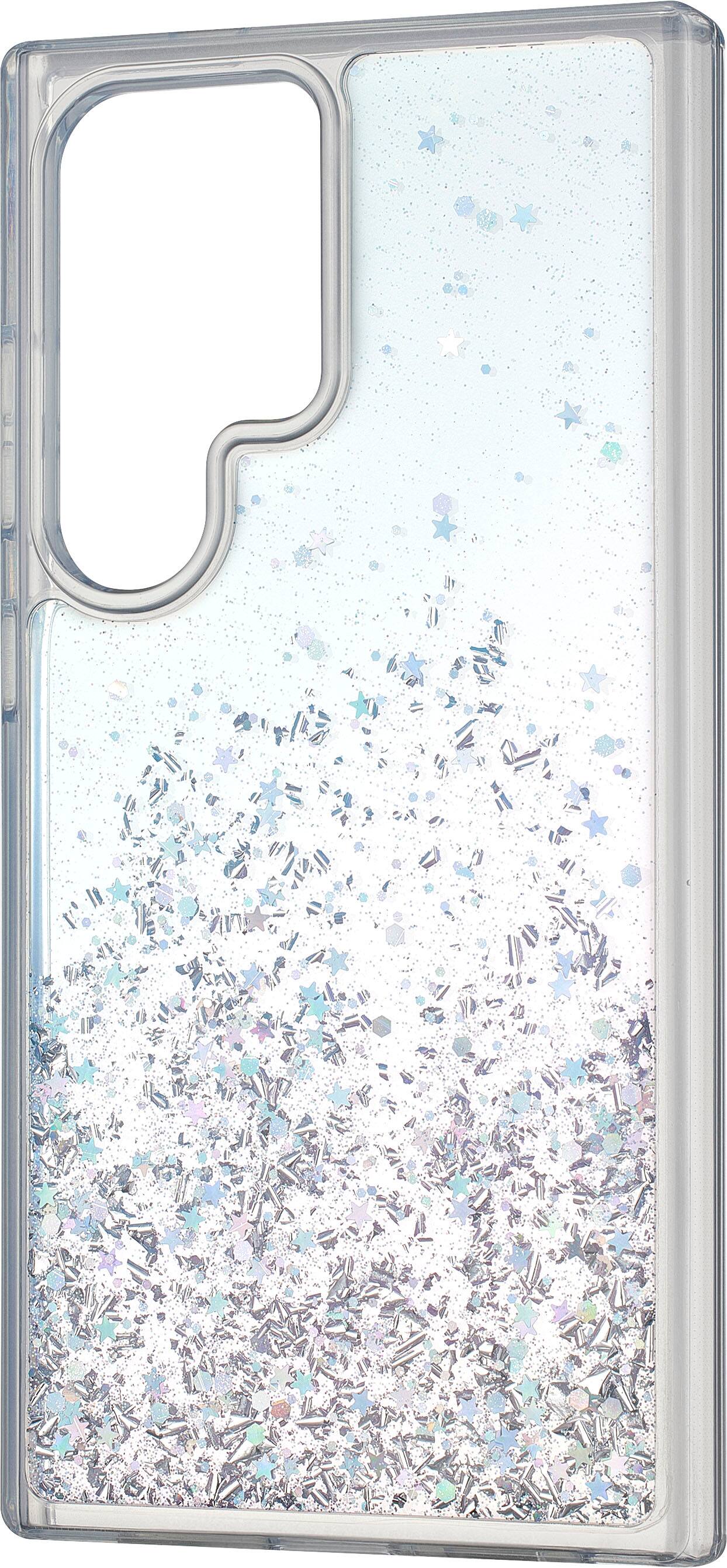 Left. Insignia™ - Hard-Shell Case for Samsung Galaxy S24 Ultra - Glitter Gradient (Clear).