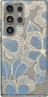 Insignia™ - Hard-Shell Case for Samsung Galaxy S24 Ultra - Blue Flower (Clear) - Front_Zoom