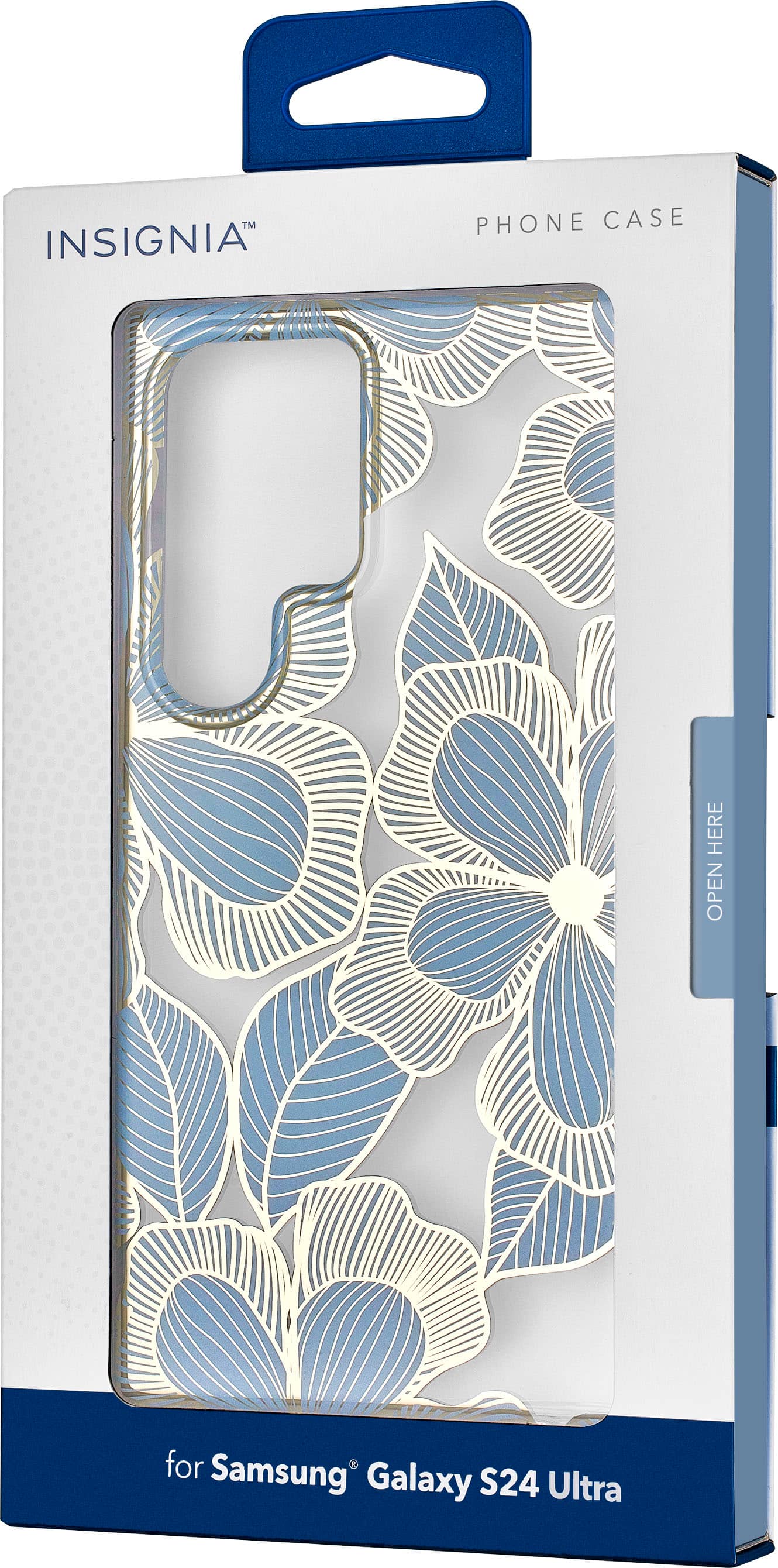 Alt View 2. Insignia™ - Hard-Shell Case for Samsung Galaxy S24 Ultra - Blue Flower (Clear).