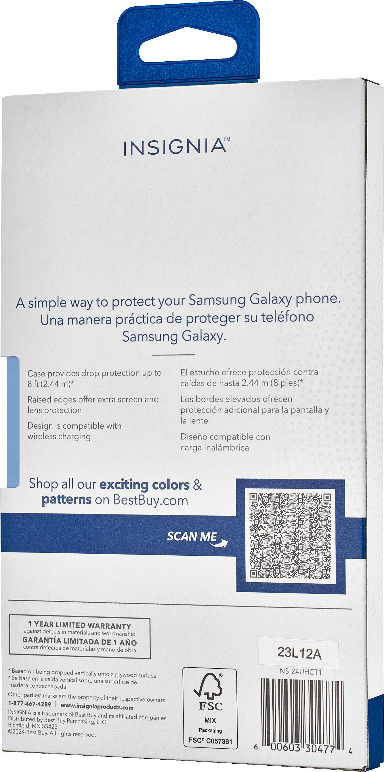 Alt View 3. Insignia™ - Hard-Shell Case for Samsung Galaxy S24 Ultra - Blue Flower (Clear).