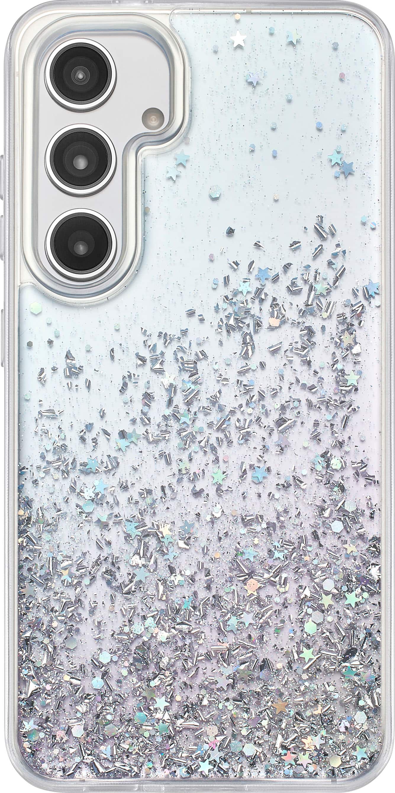 Front. Insignia™ - Hard-Shell Case for Samsung Galaxy S24 - Glitter Gradient (Clear).