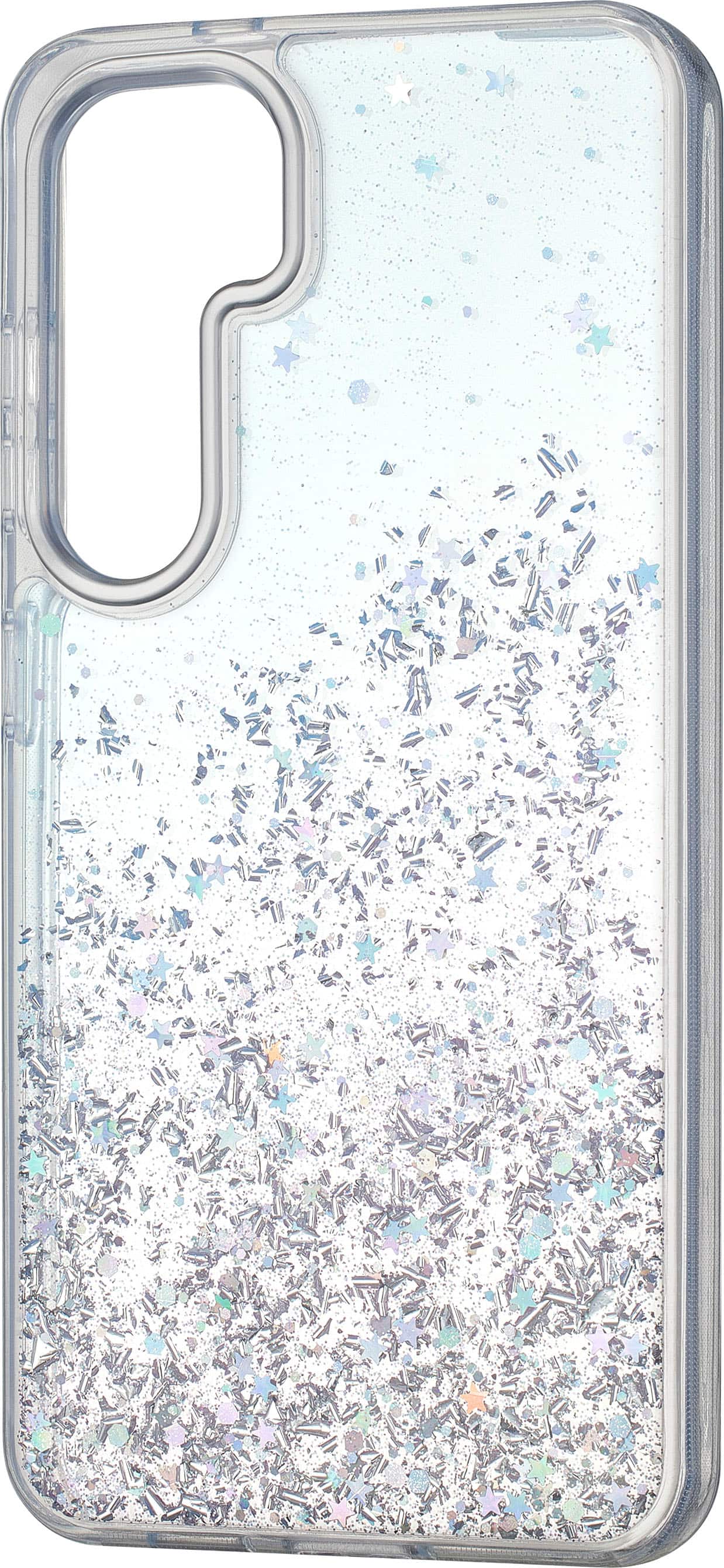 Left. Insignia™ - Hard-Shell Case for Samsung Galaxy S24 - Glitter Gradient (Clear).