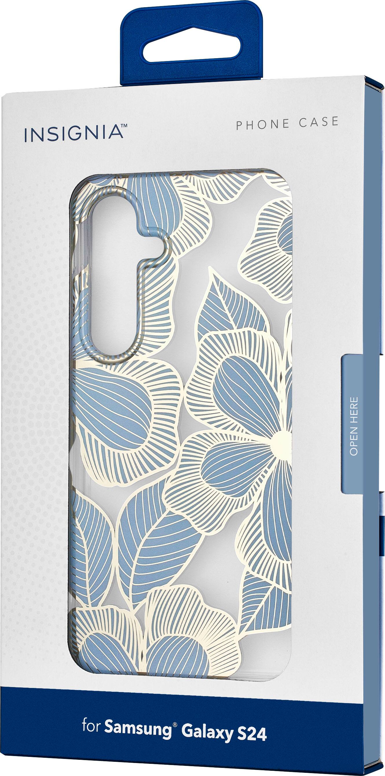 Alt View 2. Insignia™ - Hard-Shell Case for Samsung Galaxy S24 - Blue Flower (Clear).