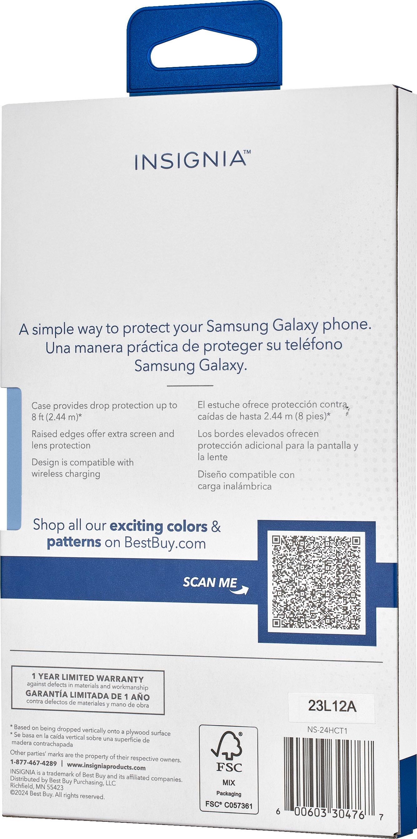 Alt View 3. Insignia™ - Hard-Shell Case for Samsung Galaxy S24 - Blue Flower (Clear).