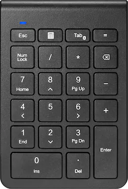 Front. Insignia™ - 22-Key Bluetooth Scissor Switch Number Keypad for Windows, macOS, ChromeOS, iPadOS and Android - Black.