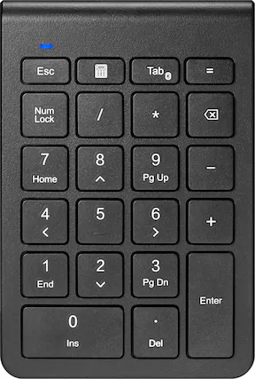 Front. Insignia™ - 22-Key Bluetooth Scissor Switch Number Keypad for Windows, macOS, ChromeOS, iPadOS and Android - Black.