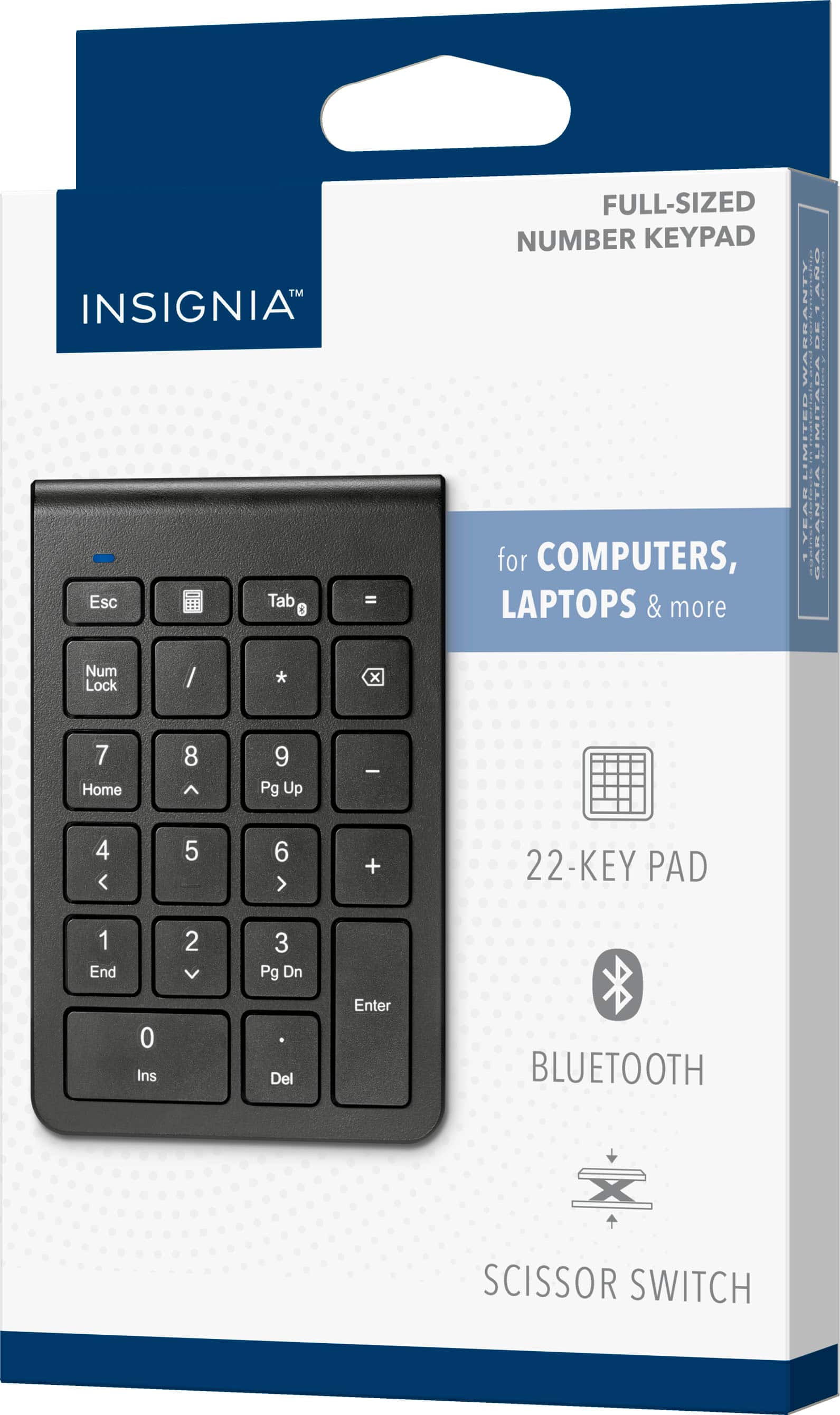 Alt View 12. Insignia™ - 22-Key Bluetooth Scissor Switch Number Keypad for Windows, macOS, ChromeOS, iPadOS and Android - Black.