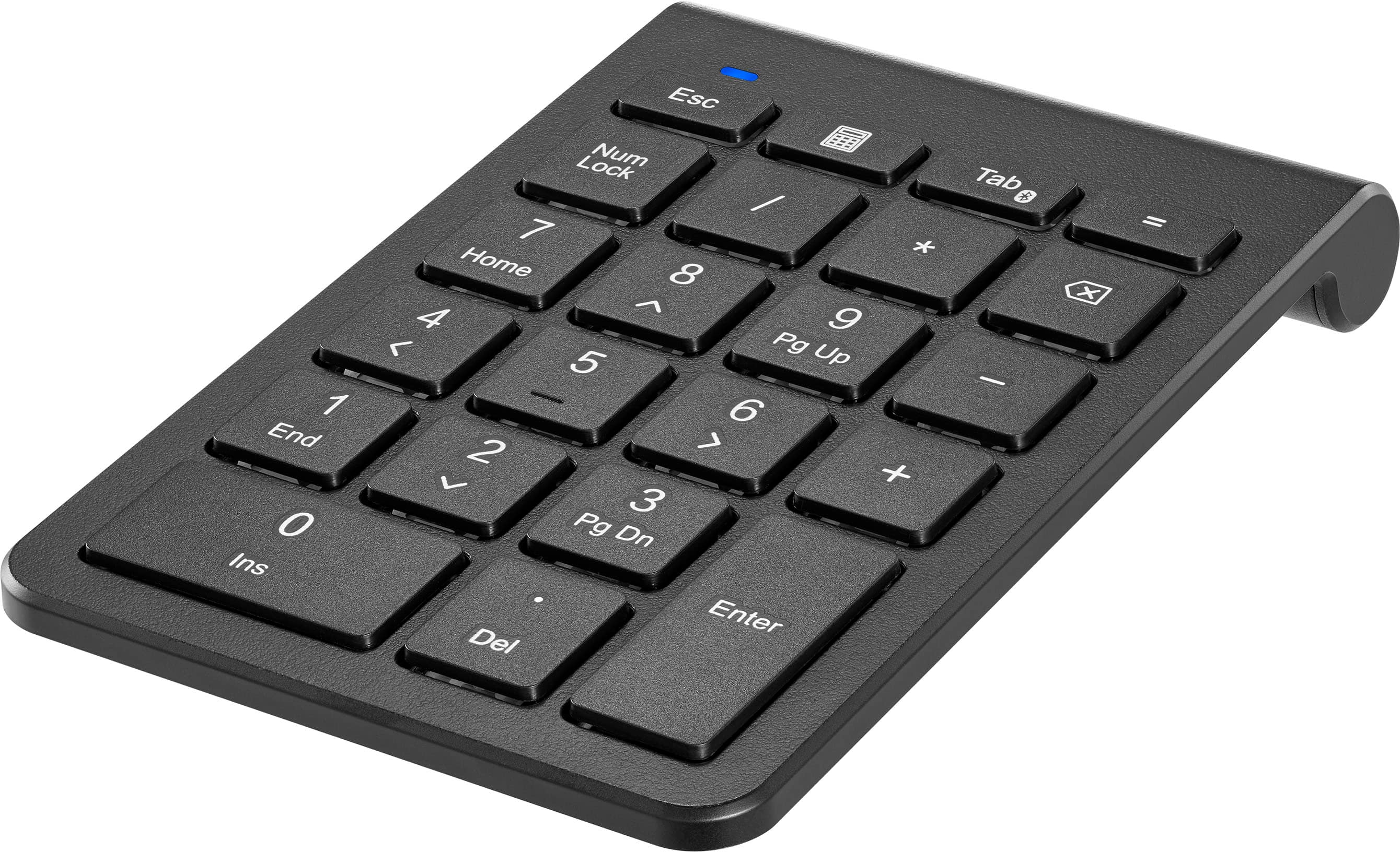 Left. Insignia™ - 22-Key Bluetooth Scissor Switch Number Keypad for Windows, macOS, ChromeOS, iPadOS and Android - Black.