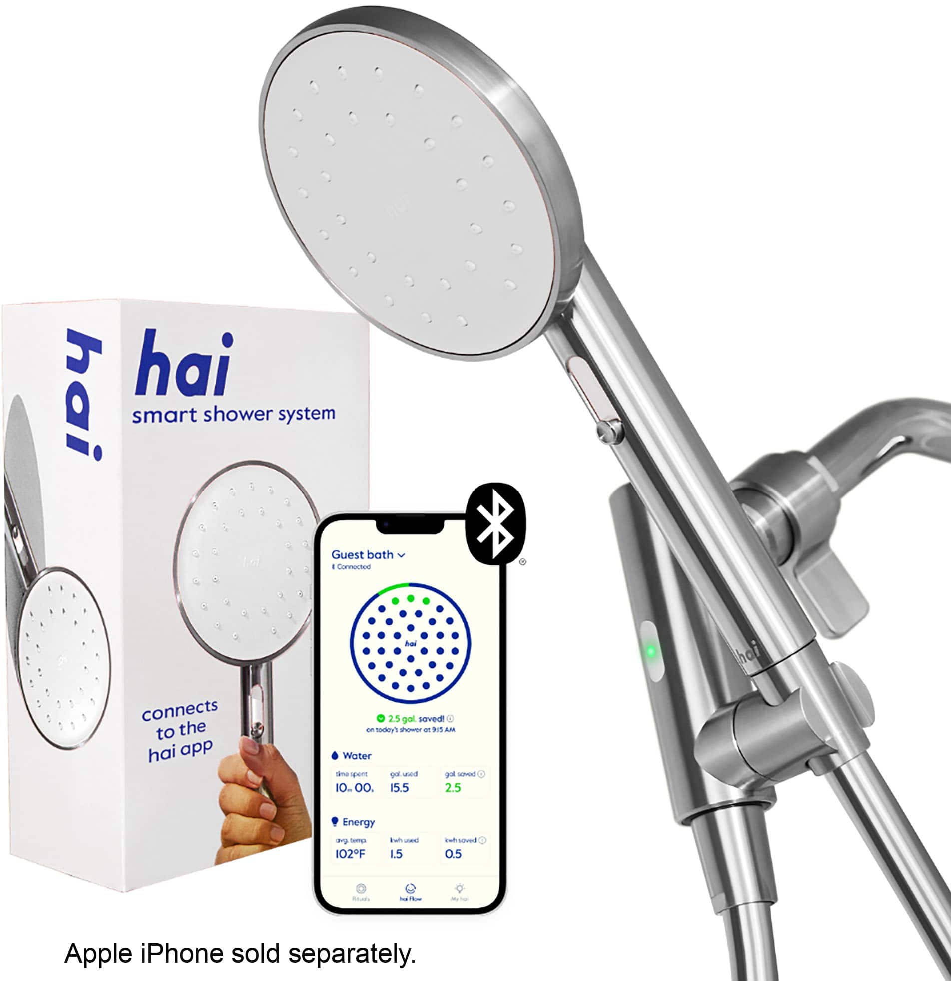 Front. hai - Smart 1.8 GPM Handheld Showerhead - Moon.