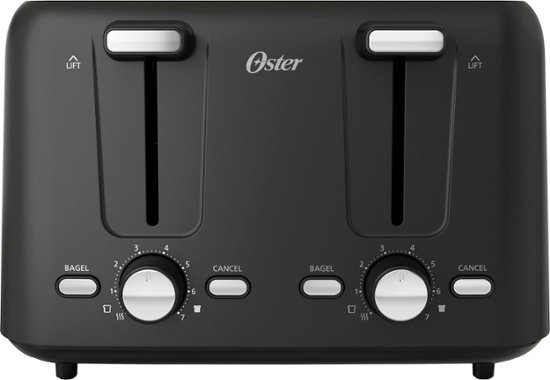Front Zoom. Oster 4 Slice Toaster - Black.