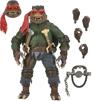 Front. NECA - Universal Monsters/Teenage Mutant Ninja Turtles 7” Scale Action Figure - Raphael as the Wolfman.
