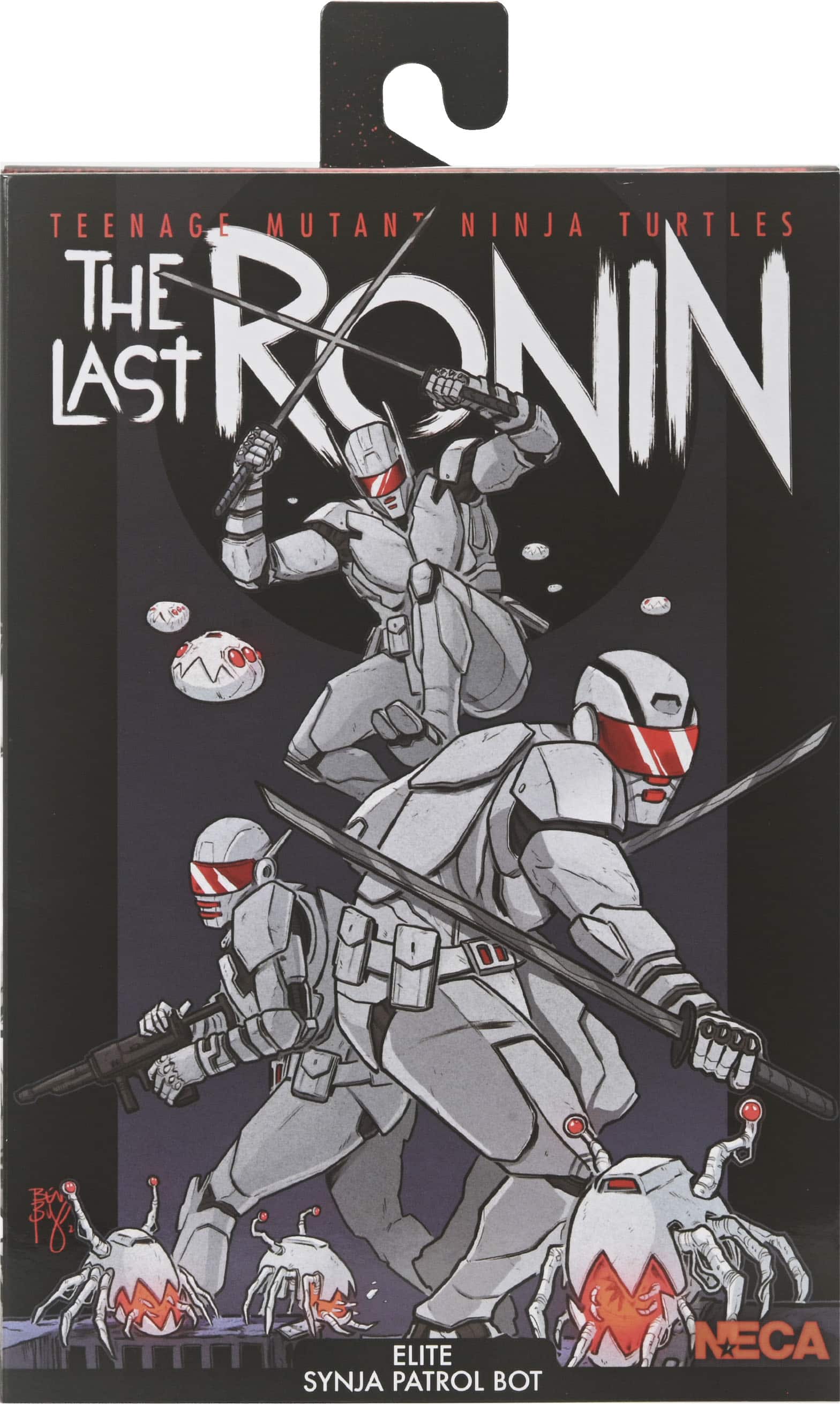 Left. NECA - Teenage Mutant Ninja Turtles (The Last Ronin) 7” Scale Action Figure - Ultimate Elite Synja Patrol Bot.