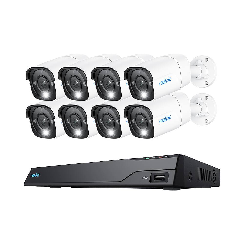 Front. Reolink - Reolink 12MP Security Camera System Outdoor, 16CH 4TB NVR & 8 PoE Wired Cameras with 2-Way Audio, NVS16-12MB8 - White.