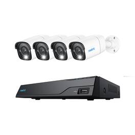Reolink - 12MP Security Camera System Outdoor, 8CH 2TB NVR & 4 PoE Wired Cameras with 2-Way Audio - White
