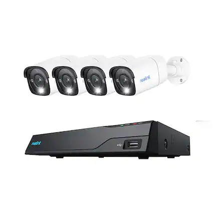 Front. Reolink - Reolink 12MP Security Camera System Outdoor, 8CH 2TB NVR & 4 PoE Wired Cameras with 2-Way Audio - White.